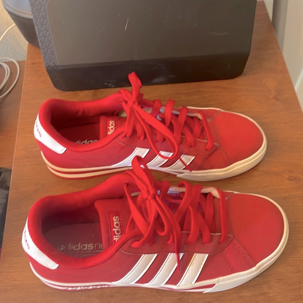 Adidas red and white shoes size 7 men’s